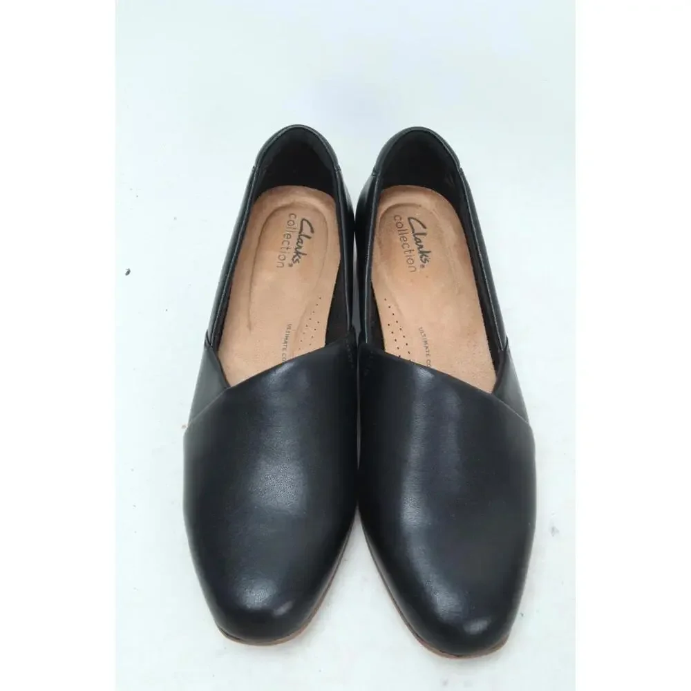 Clark's Collection Juliet Palm Slip-On Leather Flats Black Loafer Womens 10 M